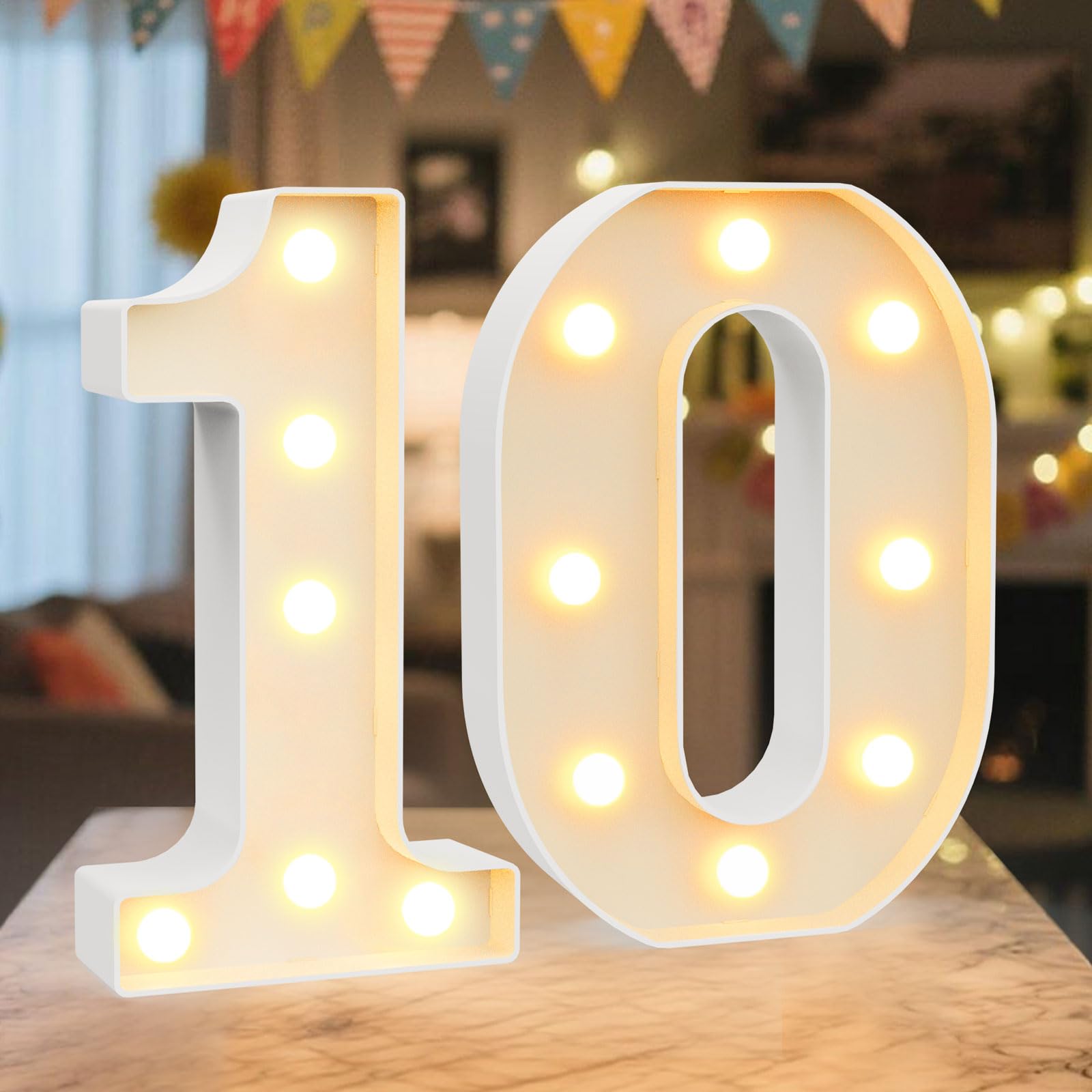 NANXU LED Marquee Light Up Numbers Sign - Lighted Birthday Numbers Sign for 10th Birthday Party Decoration, Bar Wall, Home, Table Room, Wedding and Christmas Decorations, Number 10 โ image 1