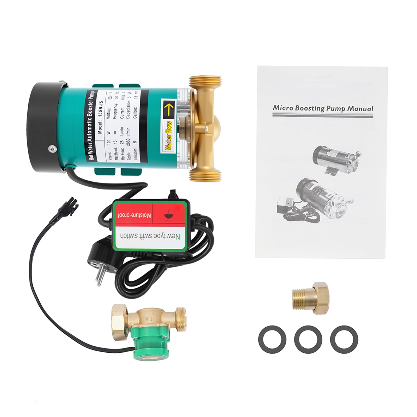 220V 120W Automatisch Druckerhöhungspumpe 2850rpm Max. Durchflussrate 25L/min Gartenpumpe Selbstansaugend Wasserpumpe für Haus und Garten