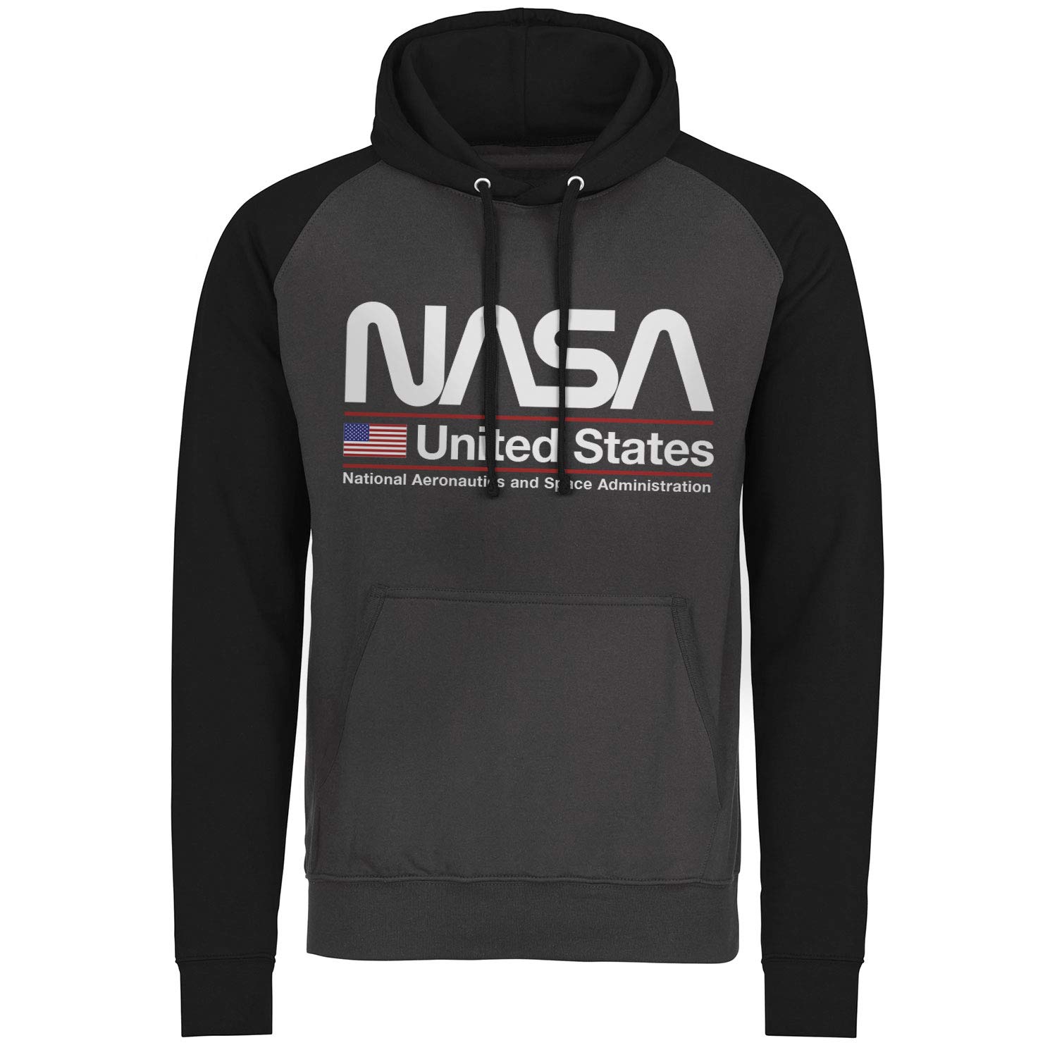Nasa Officially Licensed United States Baseball Hoodie (Dark Grey - Black), XL