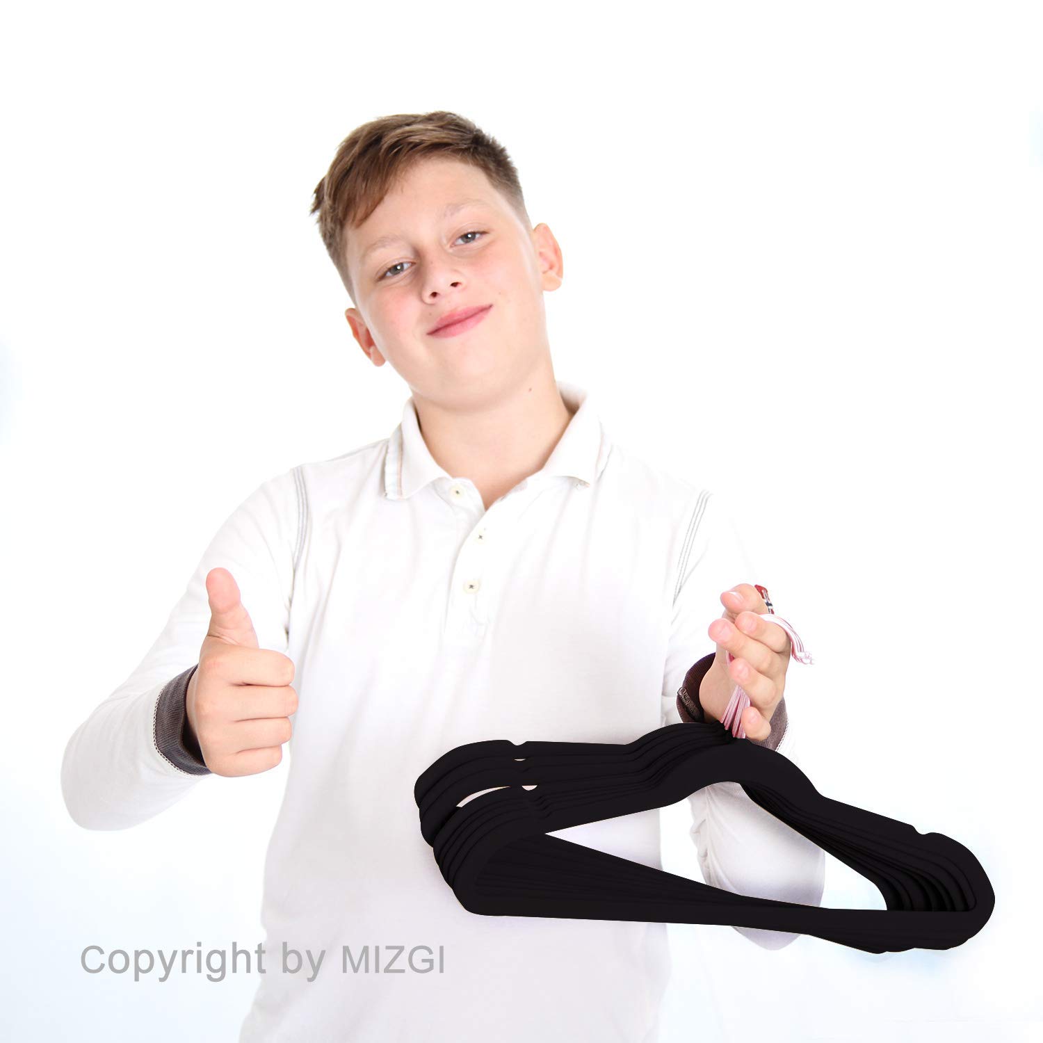 MIZGI Kids Velvet Hangers 50-Pack - Rose Gold Hooks, Non-Slip, Space-Saving For Children's Clothes - Holds Up To 10lbs Each - View #3