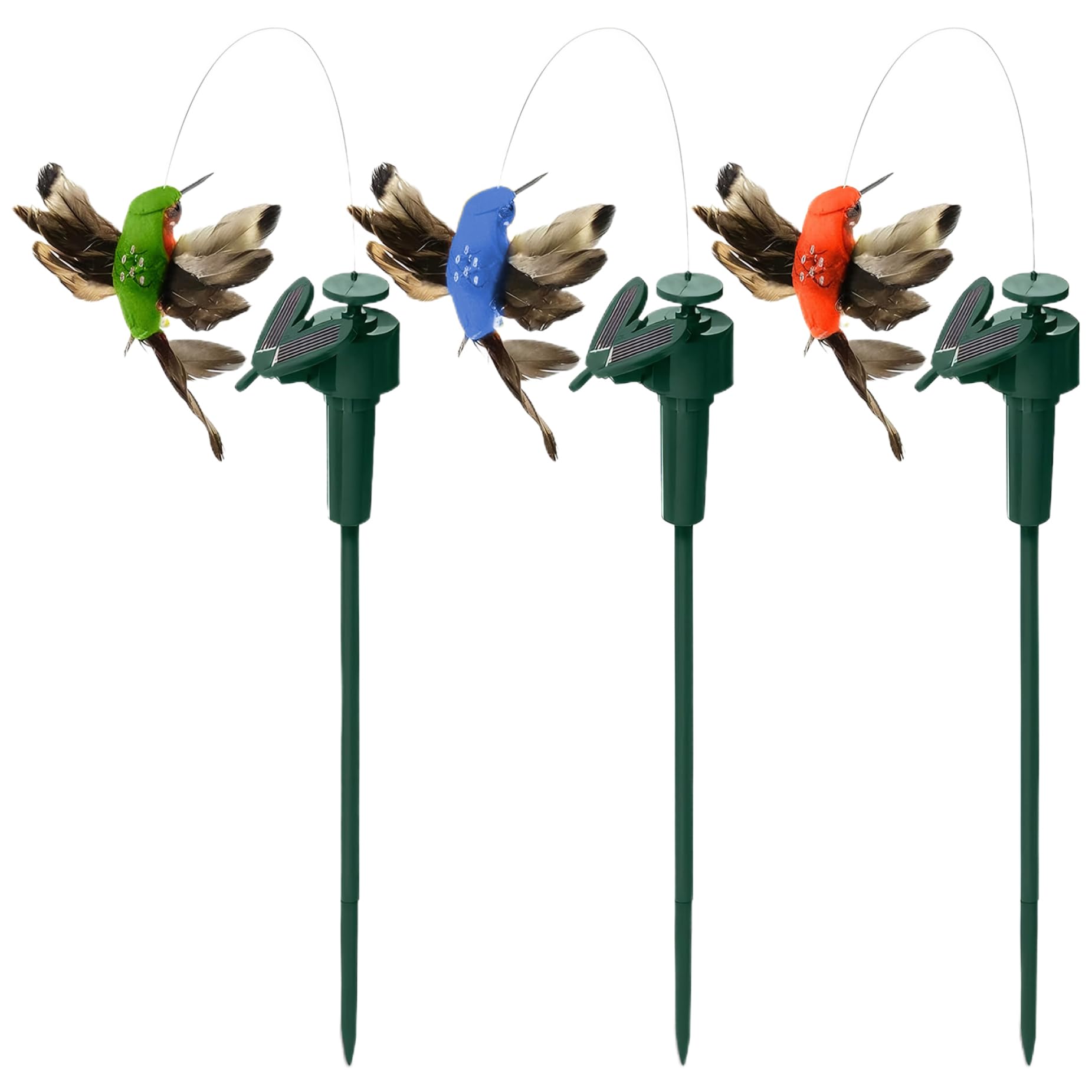 Estaca de jardín de colibríes, 3 Piezas Que revolotean Las estacas de jardín de colibríes, pájaros de columbra de jardín Impermeable, decoración de colibrí con Solar/batería para Patio de Patio exter
