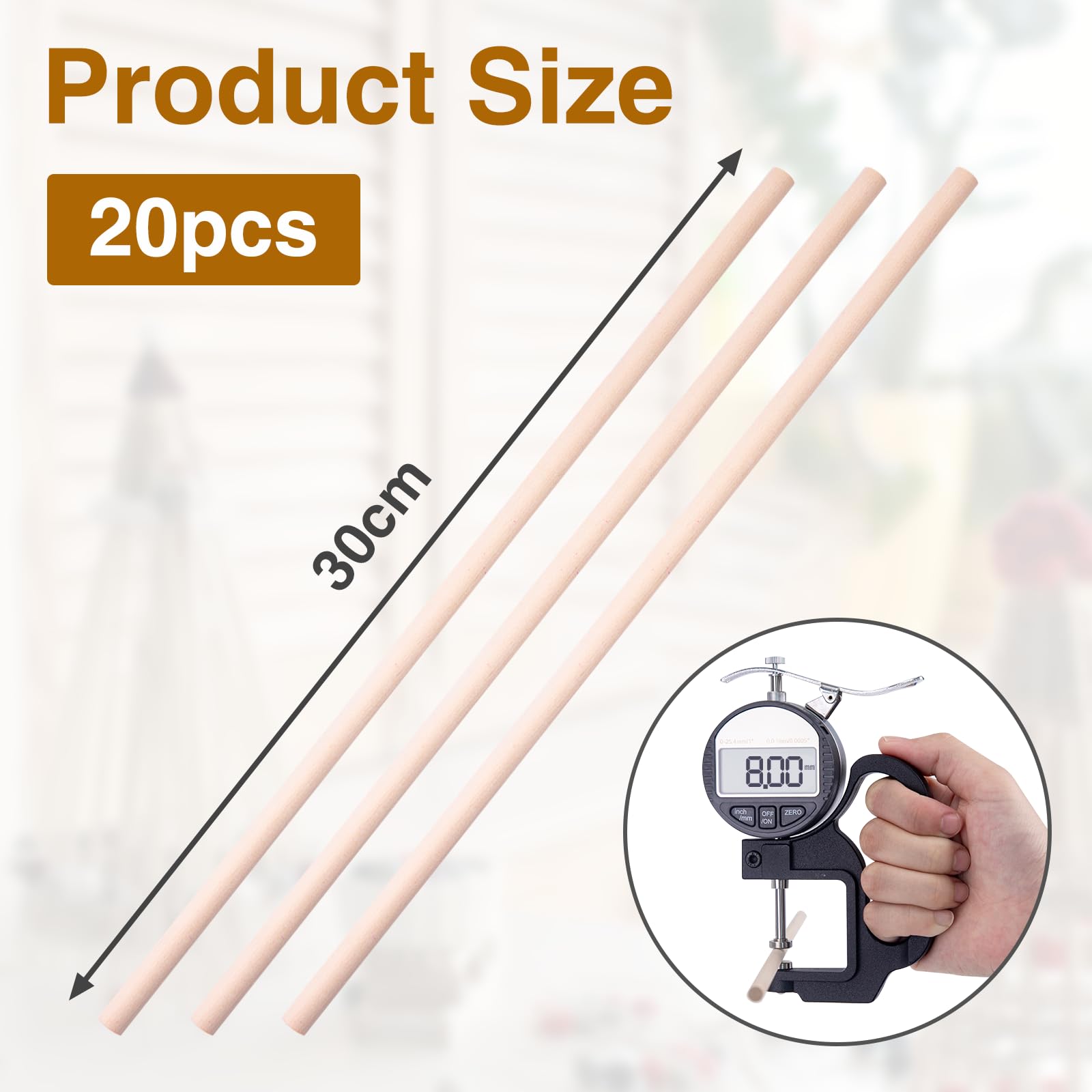 Baguettes En Hêtre Ronde 16x1000mm - Lot De 10 - Tiges Bois Pour Bricolage, Modélisme Et Construction