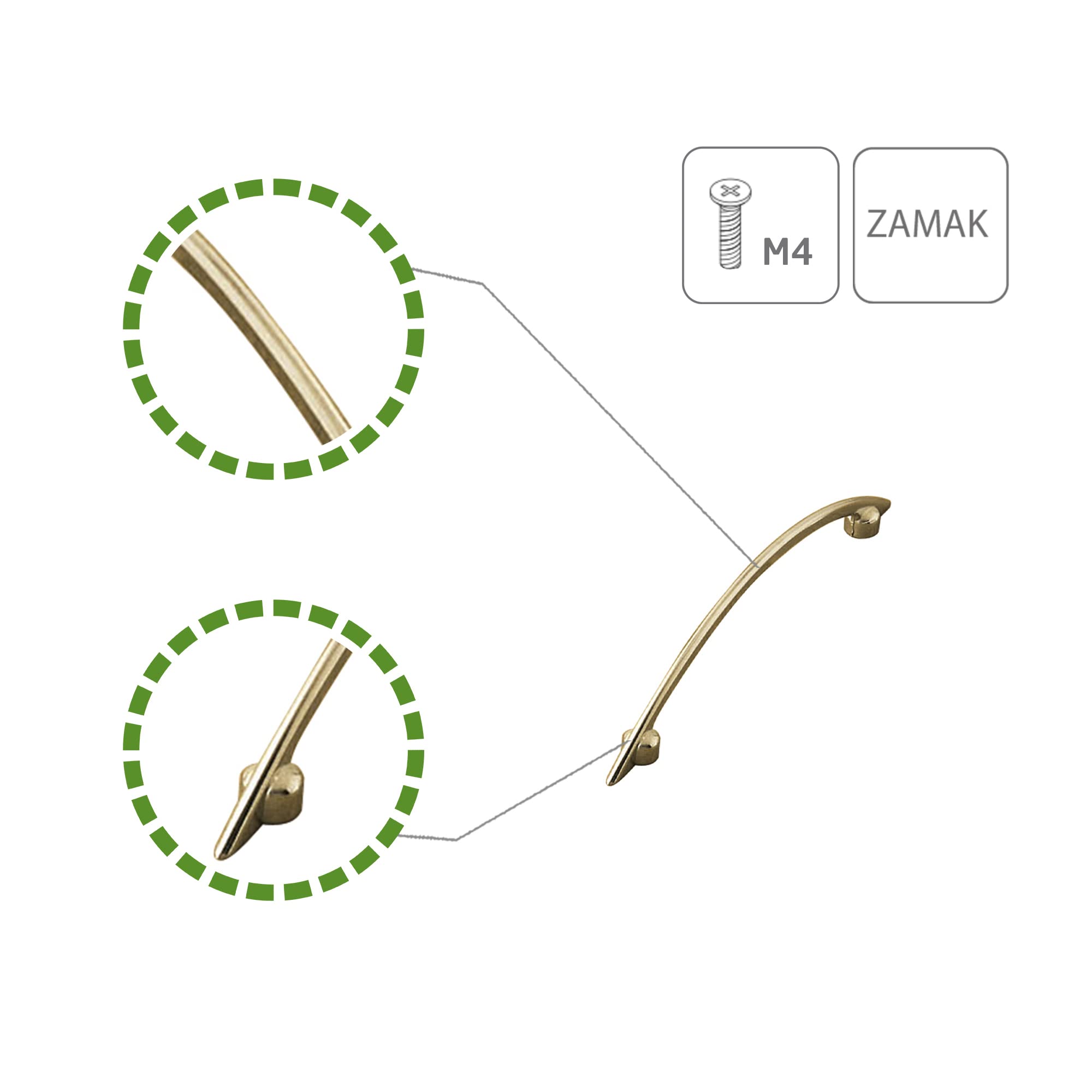 Amig - Zamak Mod.74 Furniture Handle in Gloss Chrome Finish, Multicolor - Image 3