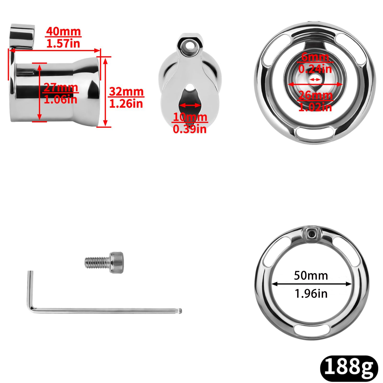 Cage de Chasteté Inversée pour Pénis Chastity Cage en Métal avec Verrou à Vis et Ceinture Sex Toys Homme Cage Chastetée Respirante en Acier Inoxydable pour Bondage le Pénis (A,50mm)