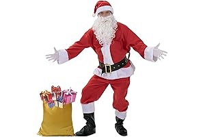 Men's Deluxe Velvet Santa Claus Costume in 7 Pieces for Adults