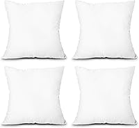 EDOW Set of 4 18x18 Throw Pillow Inserts - Lightweight Down Alternative Polyester, Machine Washable Couch Sham Stuffers, White