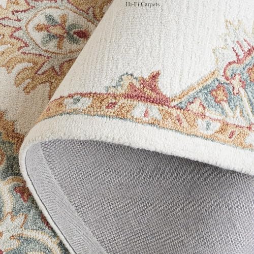 Image of 8x10 Ft Large Wool Rug - Handcrafted Traditional Tufted Carpet for Modern Living Spaces