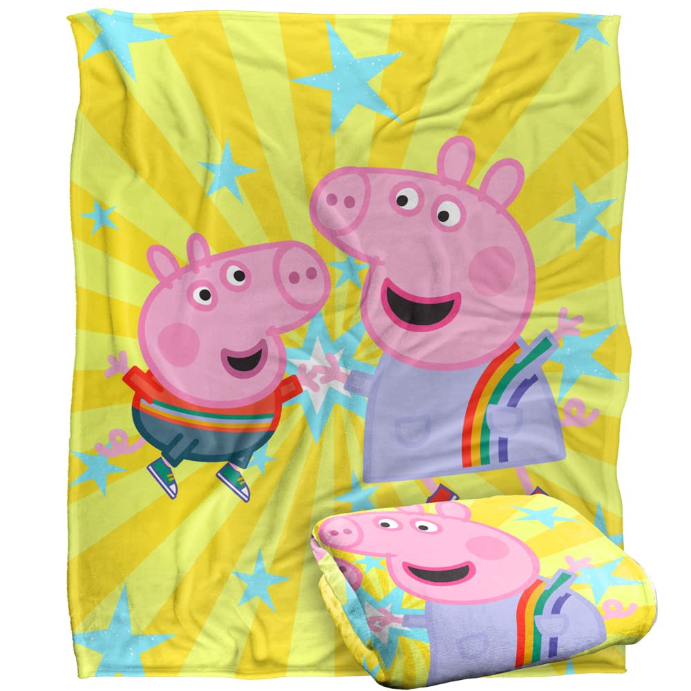 Peppa Pig Kids Silky Touch Blanket, 152 x 127 cm High Five Peppa and George