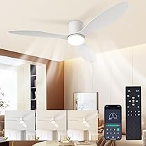 130CM Ventilatore da Soffitto con Lampada, Ventilatore da Soffitto con Telecomando 6 Velocità DC Reversibile, Lampada da Soffitto Silenziosa con Ventilatore, LED Fan Plafoniera con Luce, Timer