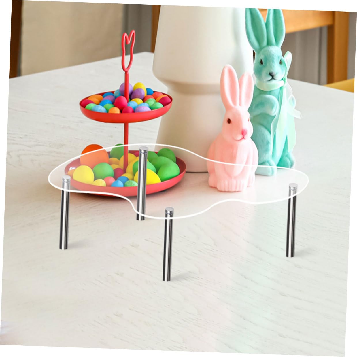 Veemoon Présentoir à Gâteaux en Acrylique Transparent 3 Pièces Multi-Niveaux Support Cupcakes et Desserts Taille Moyenne à Extra-Large pour Anniversaires Mariages et Événements
