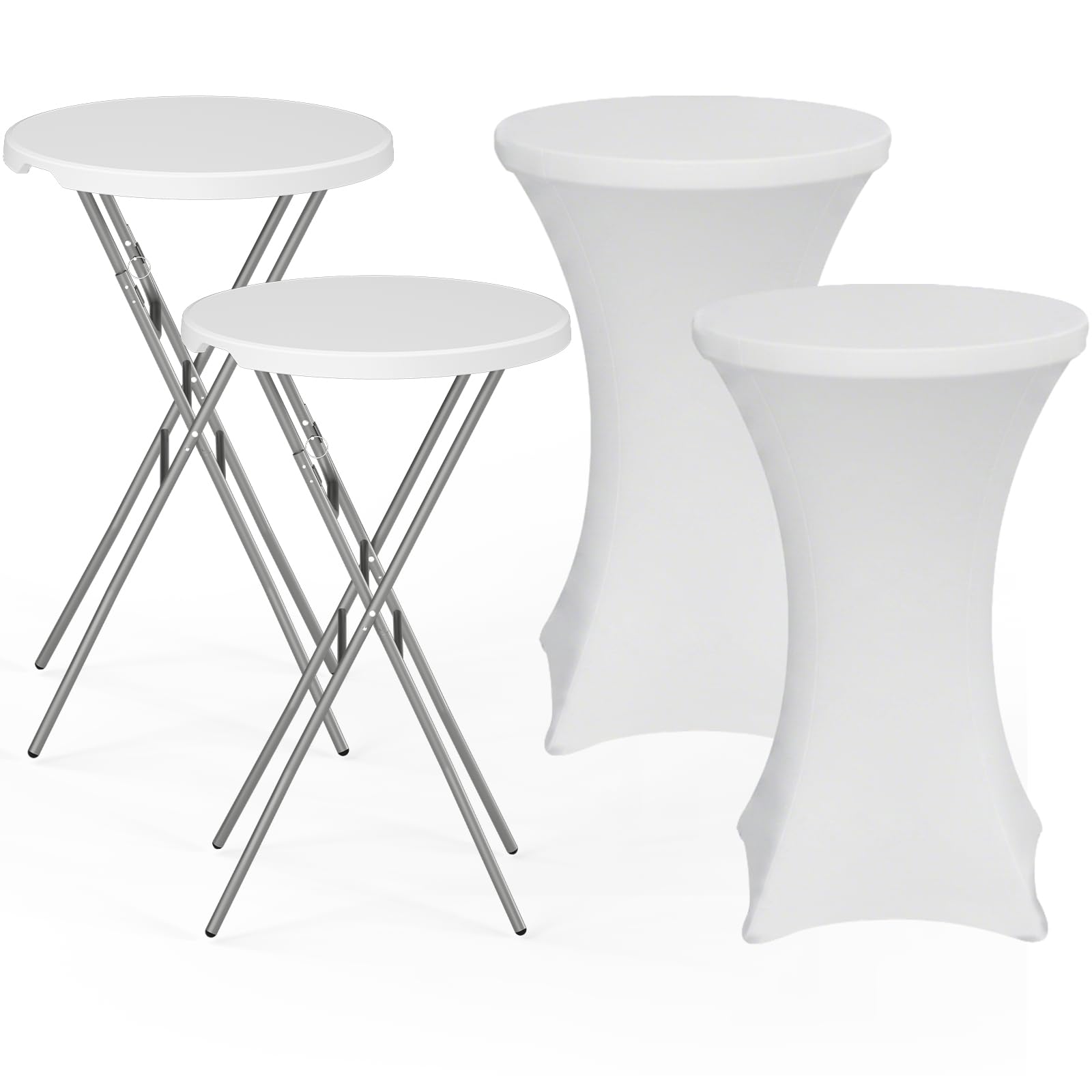 Photo 1 of 28" Round Folding Table with Cover,2Pcs Foldable Cocktail Table with Handle