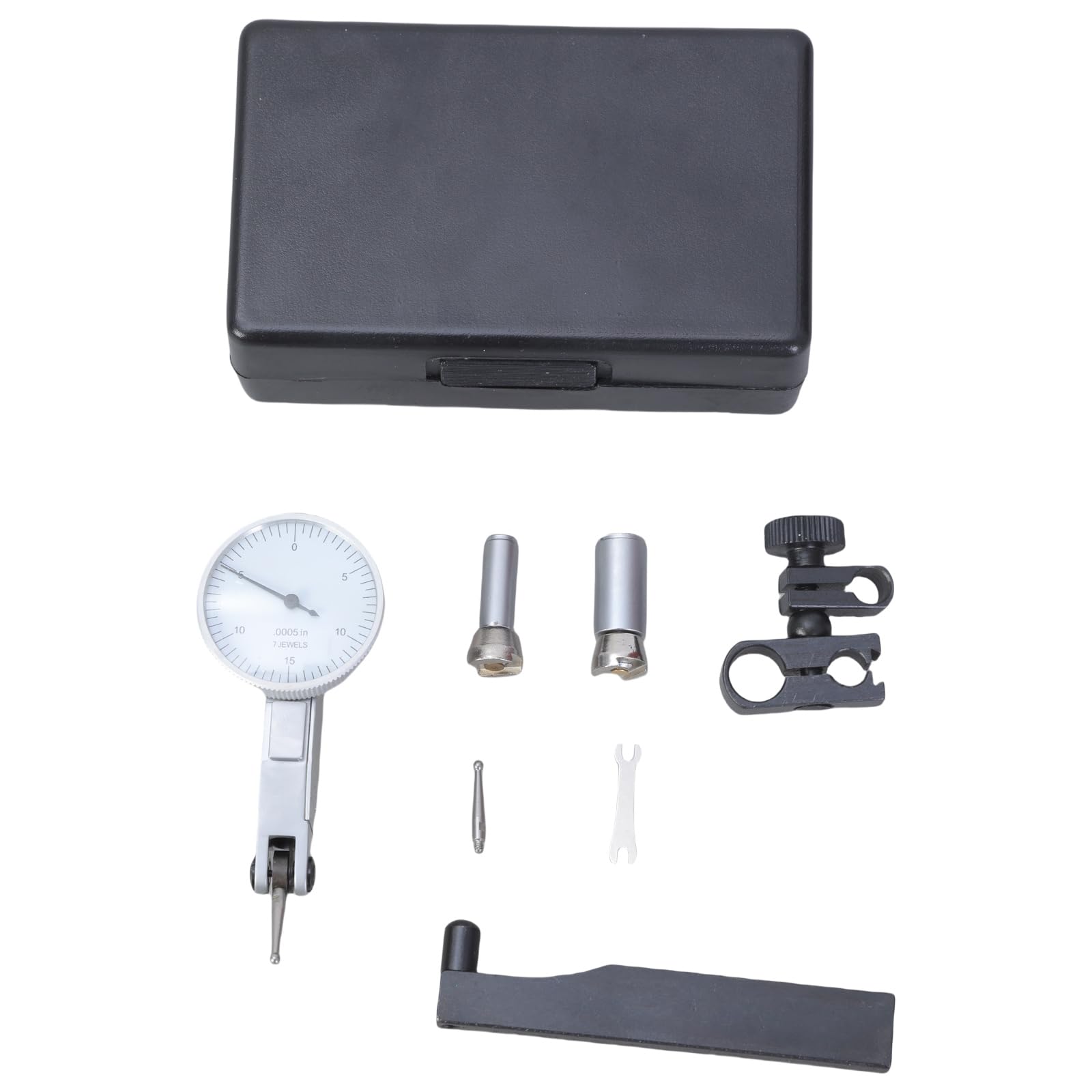Palancas indicadores de soporte de calibre de 1-1/4 pulgadas, cara blanca, calibre 0-15-0 con accesorios de montaje, instrumento de calibración mecánica