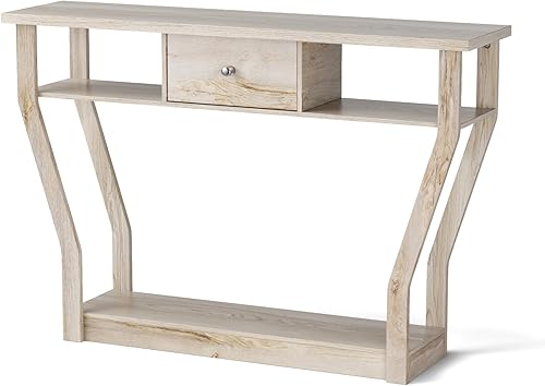 Fireflowery - Mesa de entrada de 47 pulgadas con almacenamiento, mesa de pasillo de 3 niveles, muebles de sala de estar, mesa de sofá estrecha