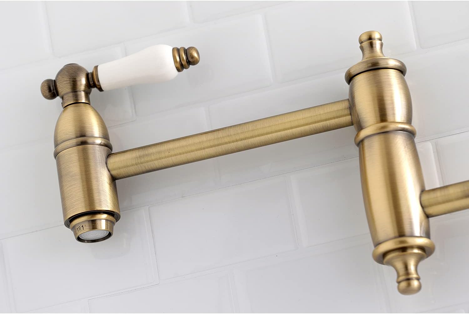 Kingston Brass KS3103PL Wall Mount Pot Filler Kitchen Faucet, Antique Brass, 13 Inch Length