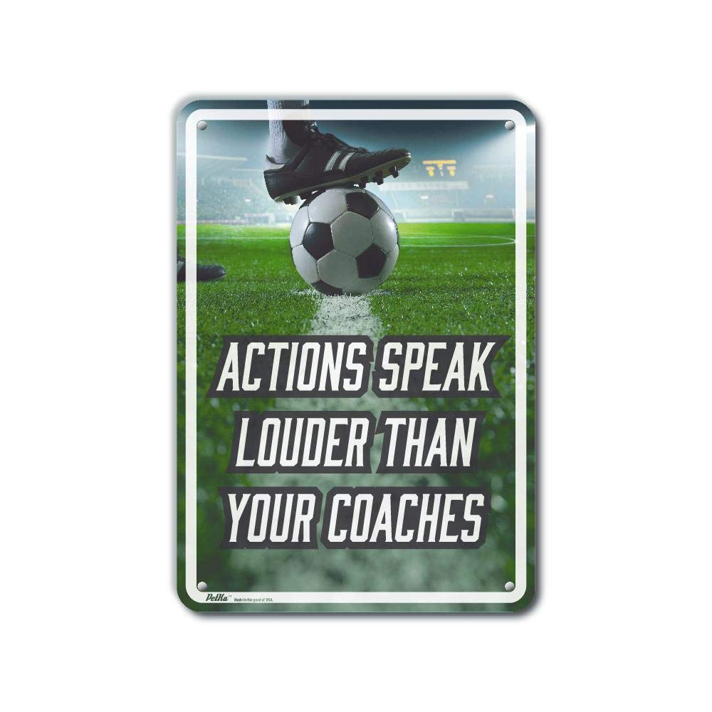 Panneau aluminium de football 25,4x35,6 cm décoration murale sportive texte noir et blanc