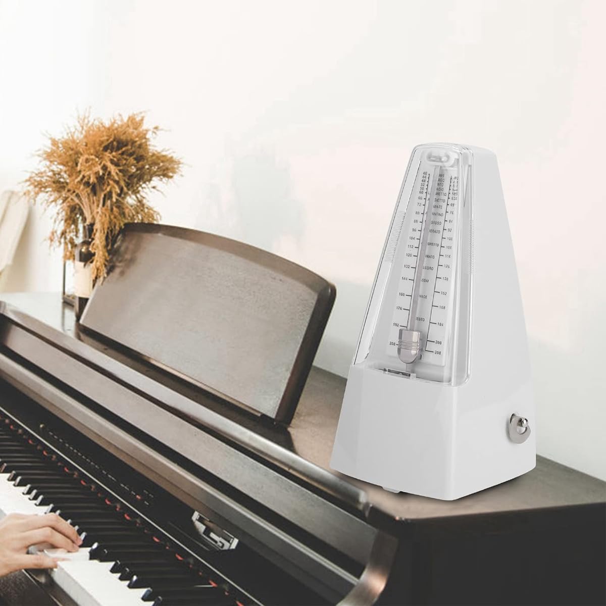 Qury Metronomo Meccanico a Piramide, per Pianoforte, Violino, Chitarra, Basso, Batteria e Altro (Bianco)