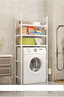 Inllex 3-Tier Adjustable Washing Machine Rack Over Toilet Bathroom Organizer Above Washer Dryer Storage Shelf Space Saving Rack