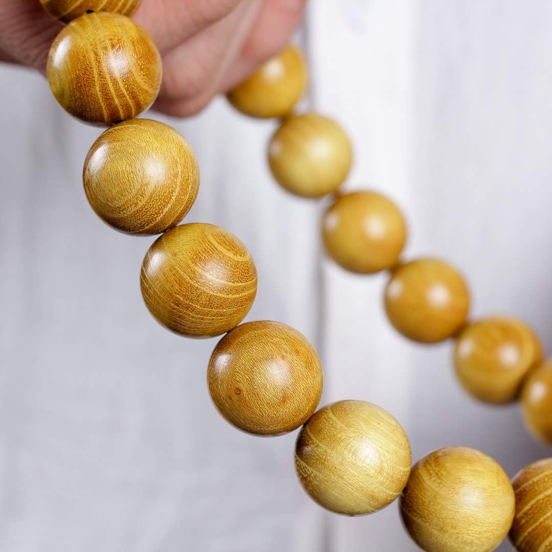 Zen Dear Natural Golden Sandalwood Mexican Bocote Mala Prayer Bead Bracelet Link Wrist Necklace Mala Beads