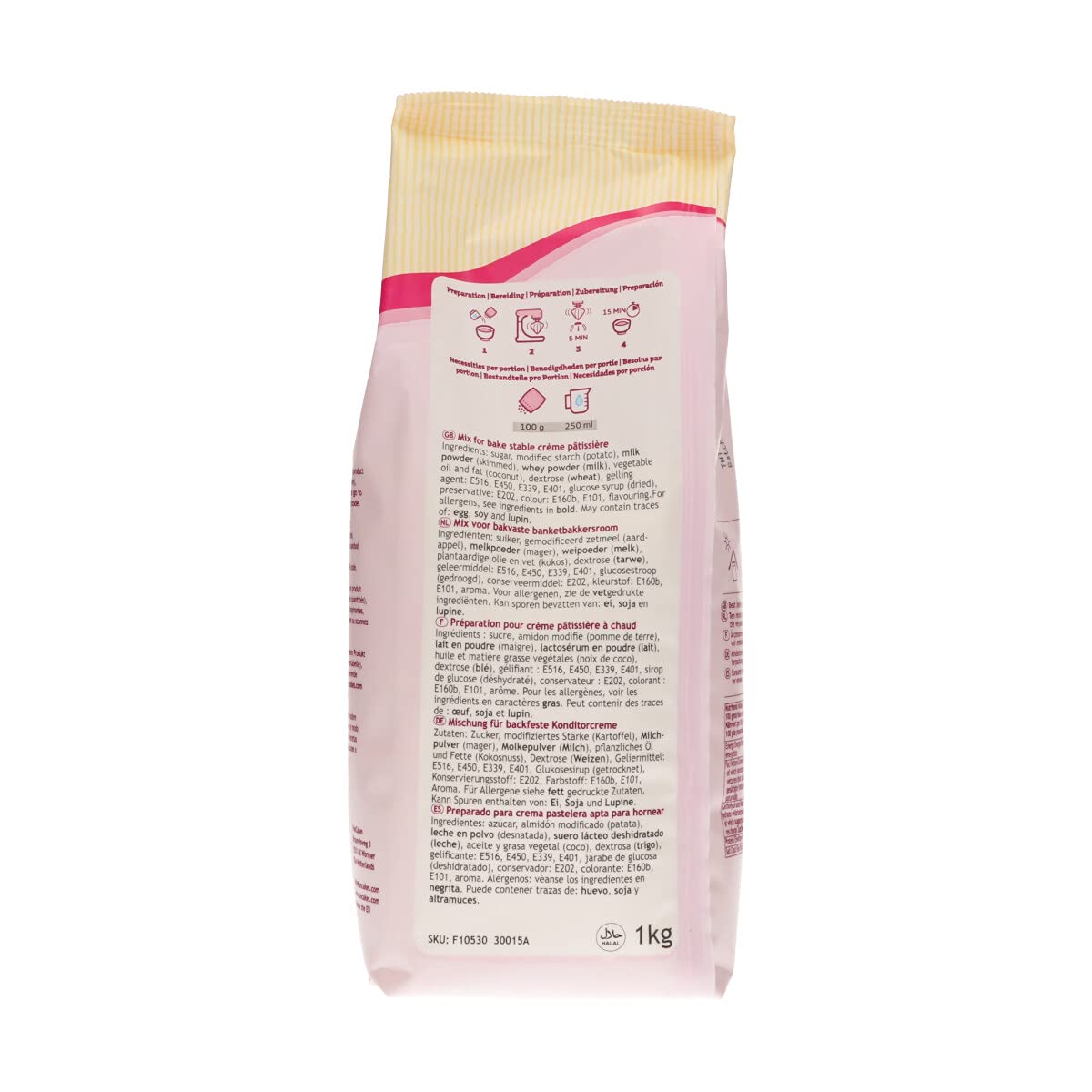 FunCakes Preparado para Crema Pastelera, Fácil de Usar, Deliciosa Crema Pastelera para Rellenar Tartas, Cupcakes y Otras Delicias, Solo Añade Agua, Halal. 1 Kg. 1000 g