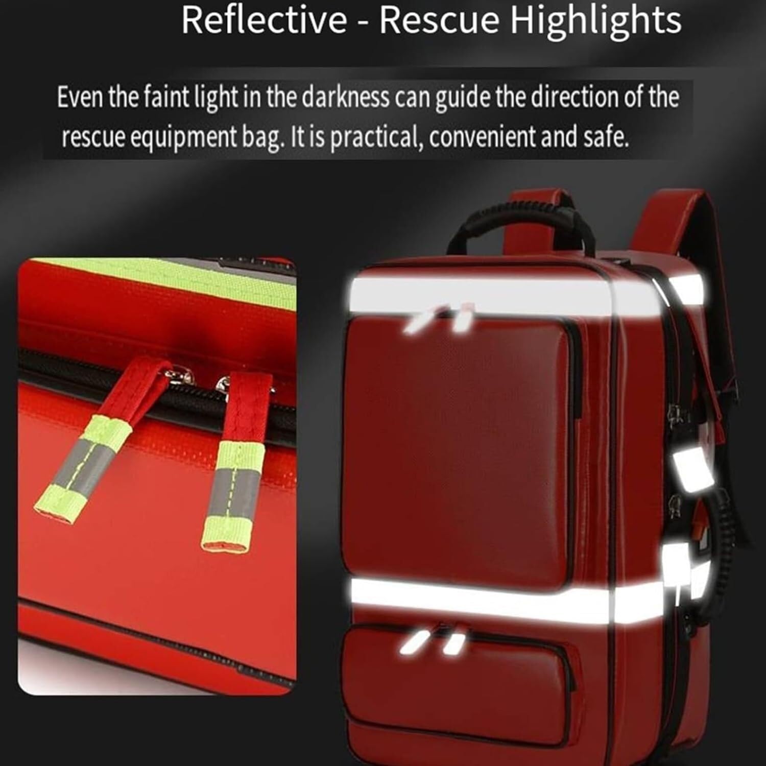 Borsa Traumatologica For Primo Soccorritore, Medica Mobile Vuota, Di Pronto Soccorso Grande Capacità Con Scomparti, Design A Strisce Riflettenti, For Infermieri Domiciliari(Stair Climbing Rod)
