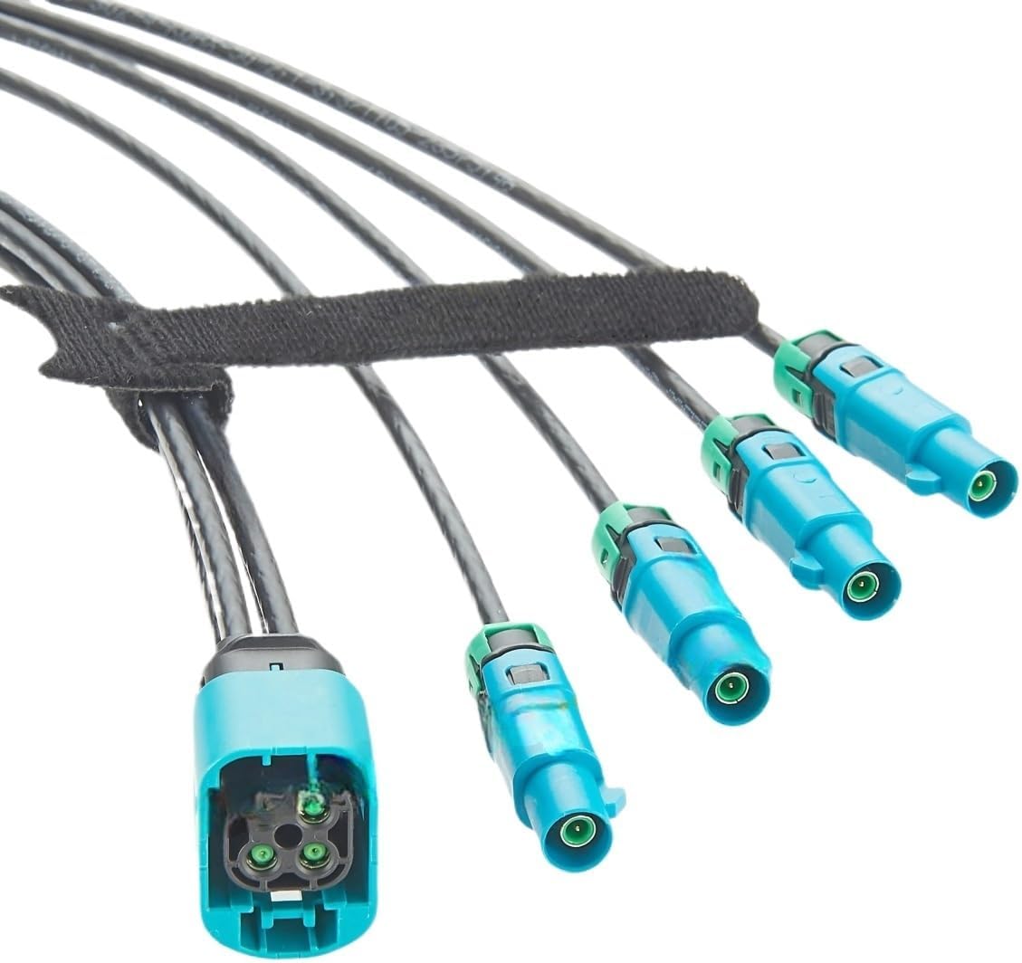 IP67 GMSL2 1-to-4 Female to Male FAKRA Cable, Water Proof 4 Pin FAKRA Mate-AX Female to Quad Male Extension Cable