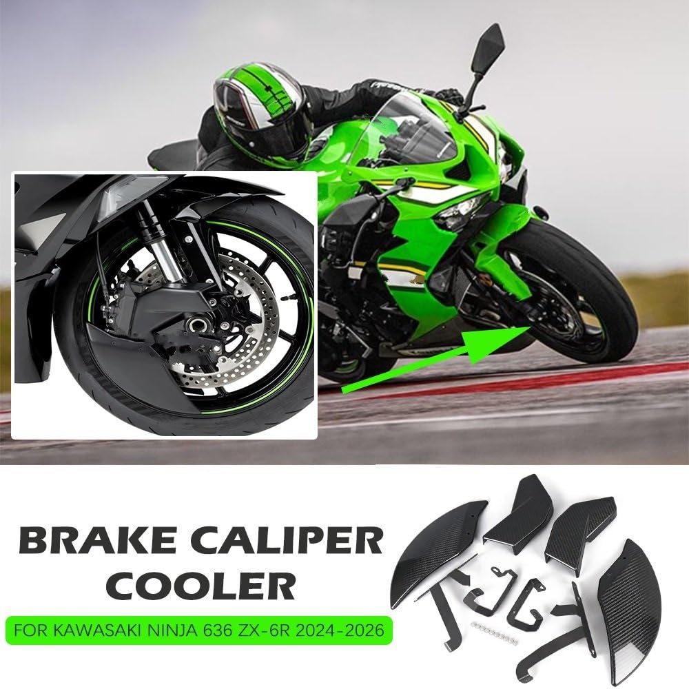 Conducto de Aire Conducto Aire Freno Delantero para Ninja 636 ZX-6R 2024 2025 2026 | Accesorio kit refrigerador de la pinza de freno de los conductos de aire de refrigeración disco delantero(B)