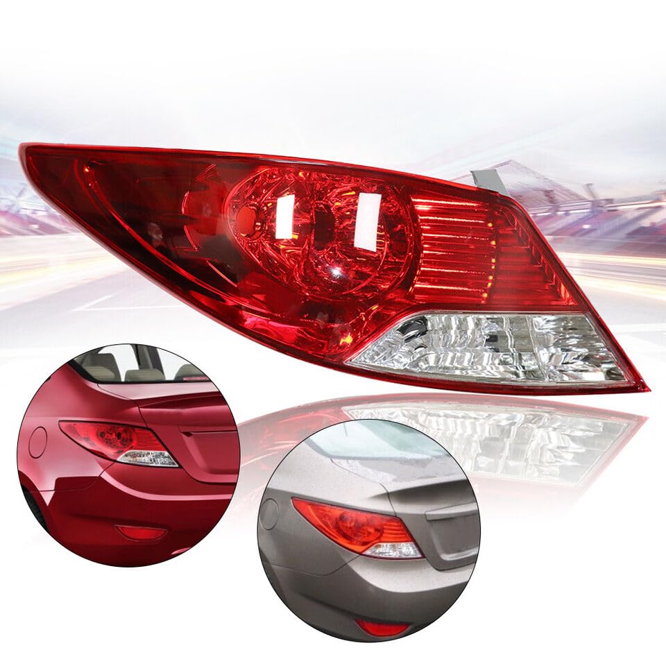 DuYouG For 2012 2013 2014 Hyundai Accent Halogen Tail Light Assembly Rear Brake Stop Lamp Red Lens Left Driver Side