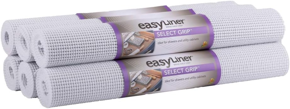 DuckSelect Grip Easy Liner Shelf Liner 20" Wide Kitchen Pack, 6-Rolls, Each 6' Length, White