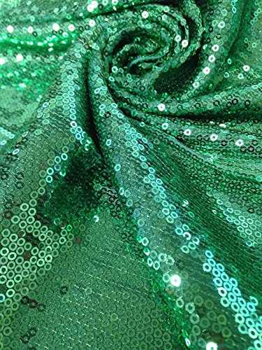 3Mm Mini Micro Shiny Sequins On Stretch Polyester Spandex Jersey Fabric By The Yard (Emerald) #TOP1
