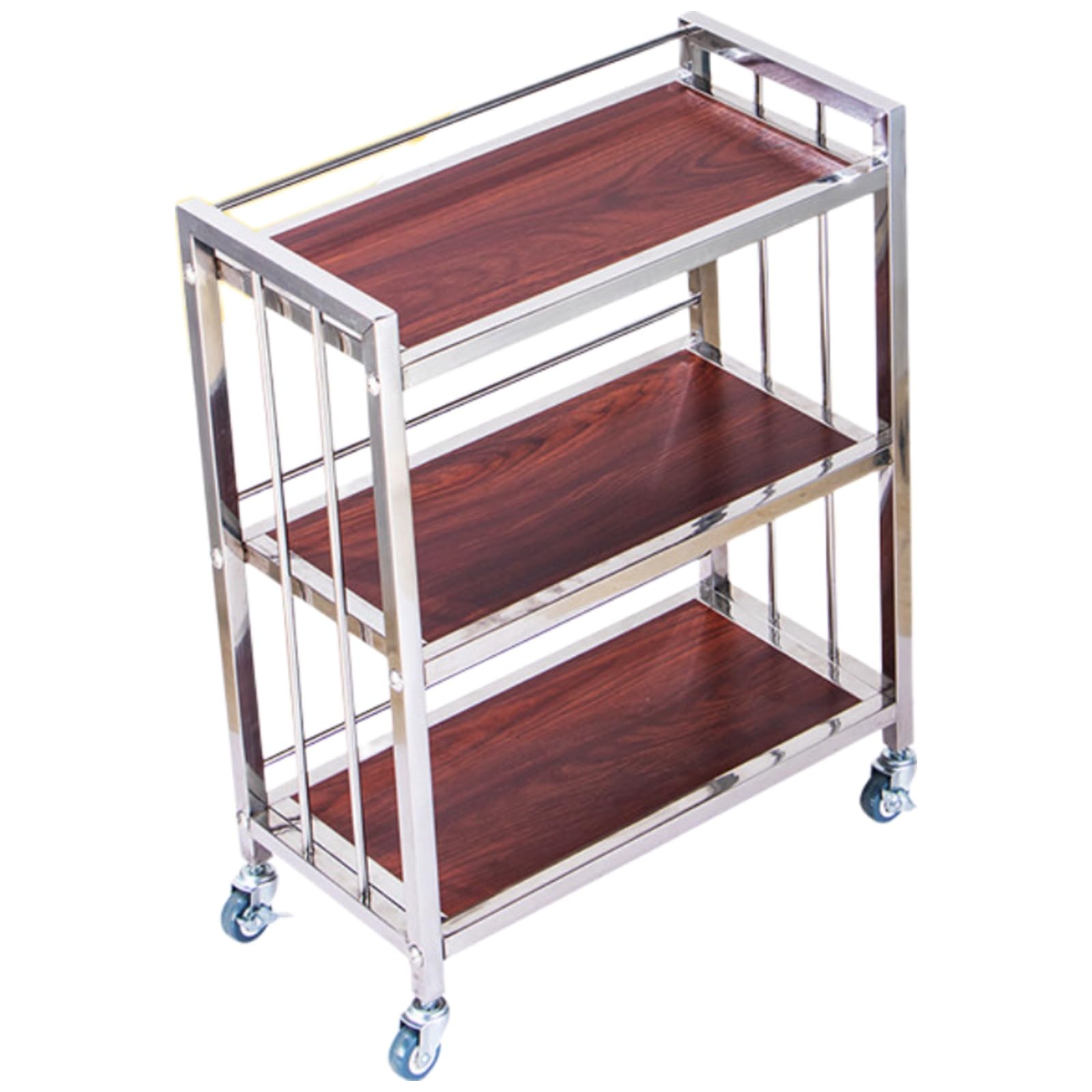 Carrello Multiuso con Ruote, 3 Ripiani, Carrello da Cucina/Bar in Metallo, Carrello Mobile per Servizio Alimentare con Maniglia e Ruote per Ristorante, casa, dispensa, Feste