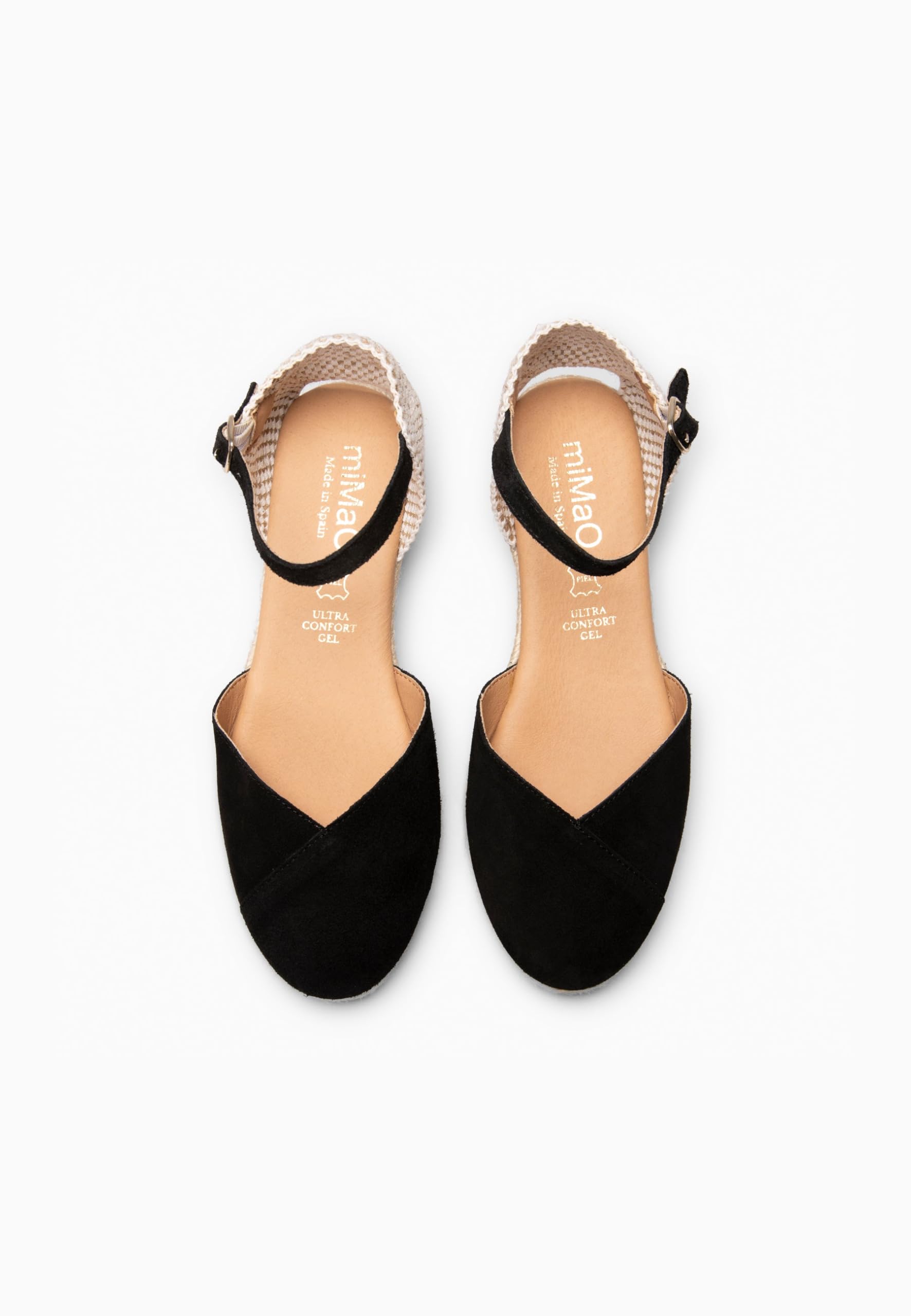 miMaO. Espadrilles femme talon compensé en daim. Semelle ultra confort Gel. Fabrication artisanale