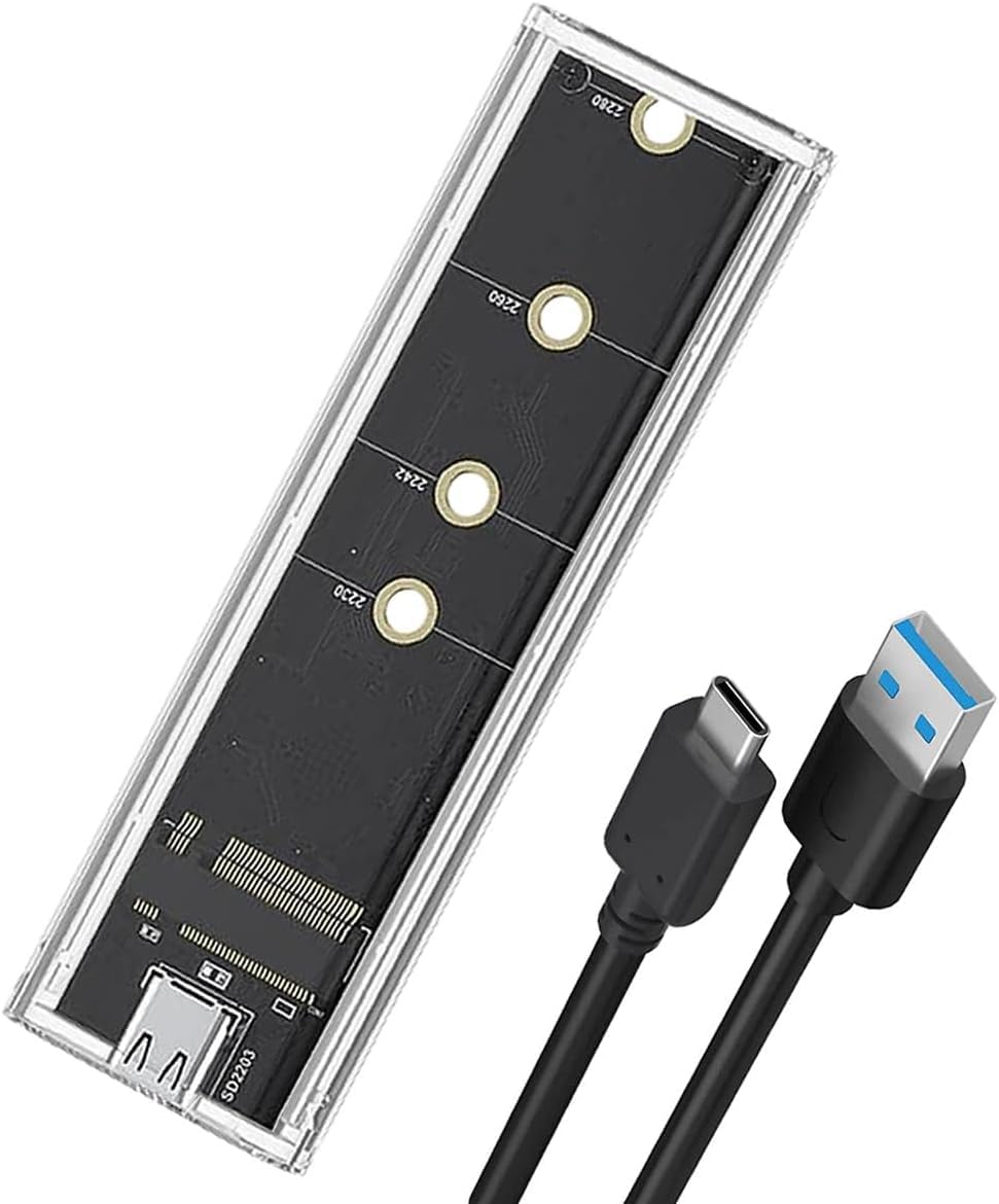 M.2 SSD Enclosure NVMe to USB-C 3.1 Gen2 External Toolless Transparent Caddy for 2230 2240 2280 M2 Drives 10Gbps High-Speed.. (K)-picture-19