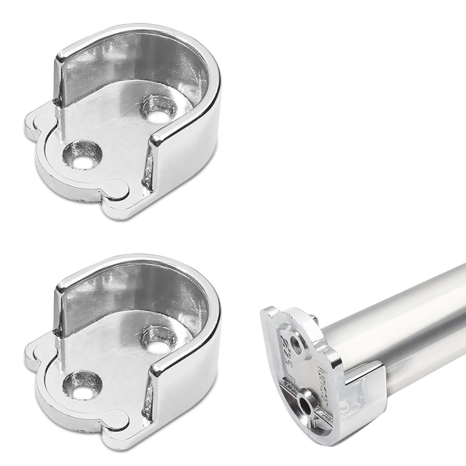 Fjdrsig Silver 2 Pcs Wardrobe Rail Bracket, 19Mm Diameter Zinc Alloy Wardrobe Closet Rod Bracket, U Shaped Curtain Pole Brackets, Shower Curtain Rod Pole End Supports, For Bathroom And Wardrobe(Sliver)