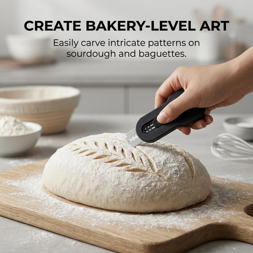 Bread Lame Sourdough Scoring Tool 1PC, Extractable & Magnetic Bread Scoring Knife for Sourdough Bread Baking, Dough Scorer Tool with 5 Replaceable Razor Blades