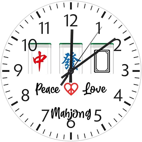 Miniatura 6 de ArogGeld Mahjong - Reloj de PVC con diseño de mosaico reloj colgante de lunares reproductor Mahjong de 88 pulgadas funciona con pilas silencioso sin