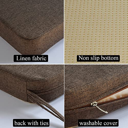 Chair Cushion For Dining Chairs With Ties 4 Pack Non Slip Memory Foam Kitchen Room Chair Pads 17X16 Inch, Brown #TOP3