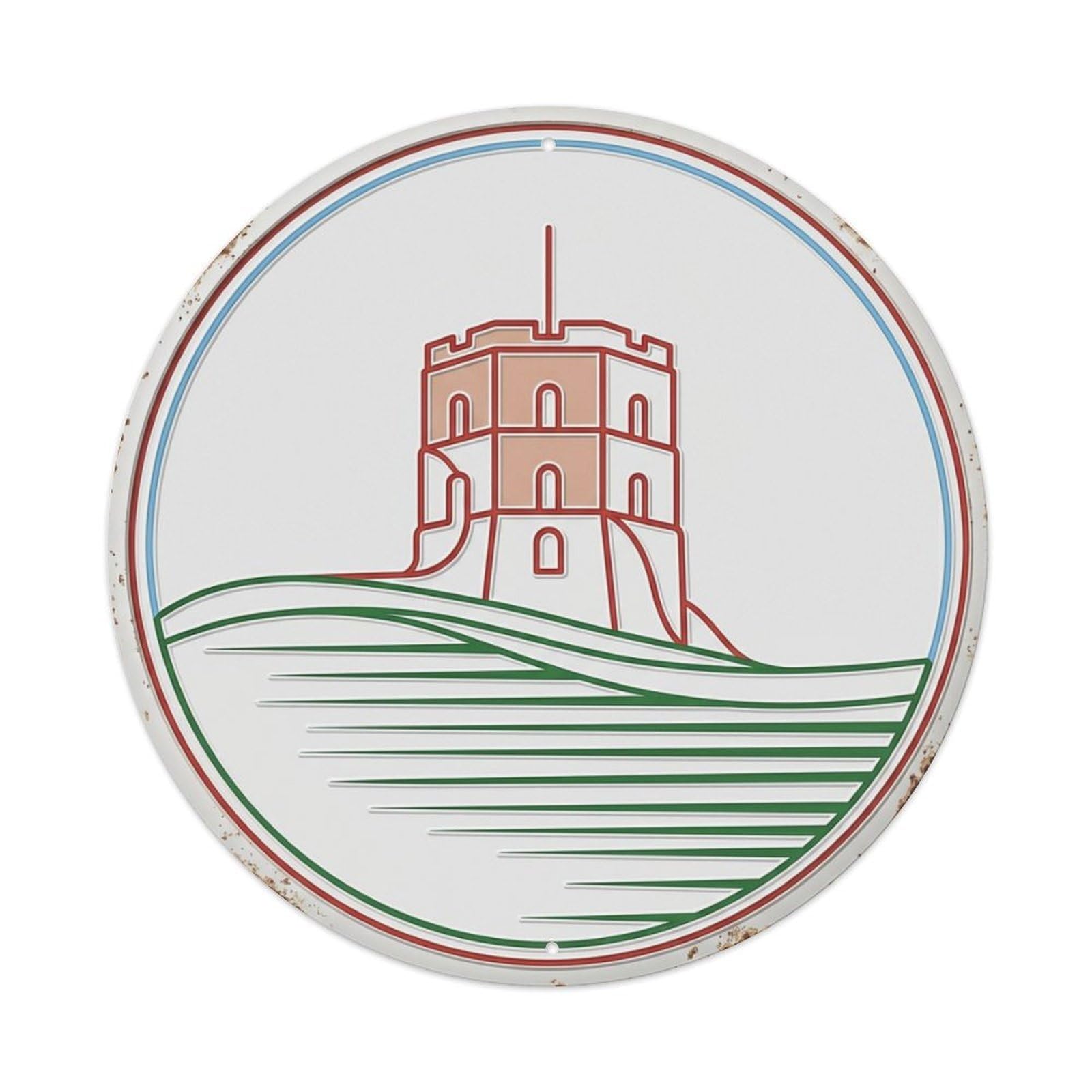 Vilnius Streamline Castle Travel Metal Tin Sign Plaque Wall Decor for Cafe, Club Bar, Office, Home Garden Round Metal Poster 8x8Inch