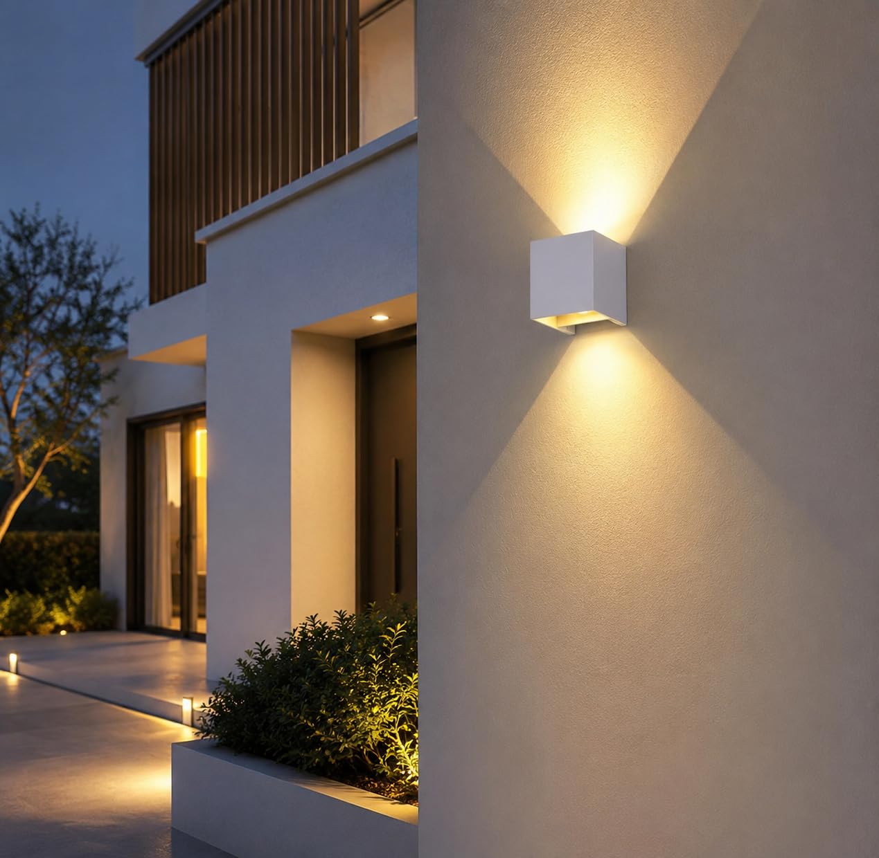 Kit 4 Applique LED da Esterno Bianca attacco G9 IP65 Cubo Alluminio Fascio Regolabile Up Down Lampada Parete Moderna 10x10x10 cm Lampadina non inclusa Max 12W (4)
