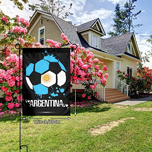 Soccer Ball With Argentina National Flag Colors Garden Flag 12" X 18" Outdoor Indoor Decorative Sports Game Football Design Double Sided Flag Banner For Courtyard Terrace Lawn Decor Soccer Fans Gifts #TOP5