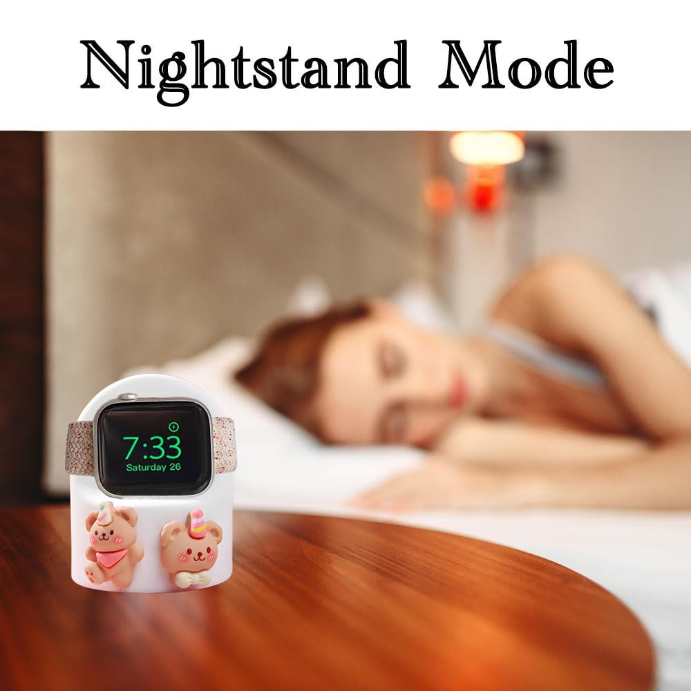 Support de chargeur pour Apple Watch, joli support de chargeur compatible avec Apple Watch Series Ultra/8/SE2/7/6/SE/5/4/3/2/1 (49/45/44/42/41/40/38 mm), organisateur de station de charge en silicone