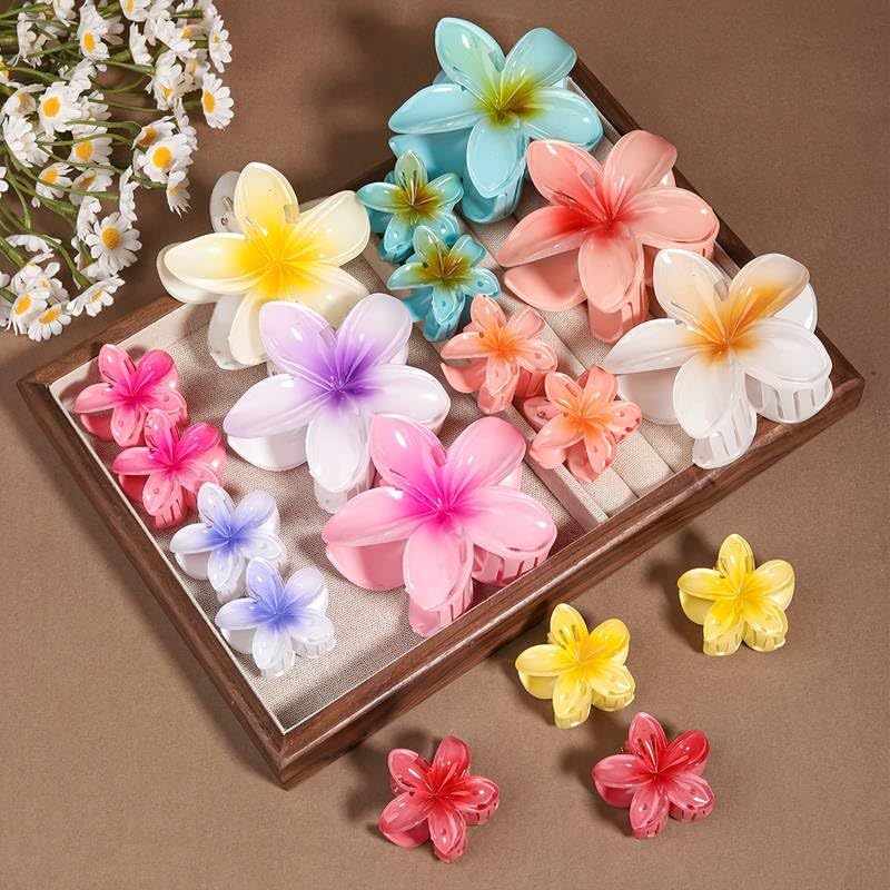 Cerrito 3 Pcs Flower Hair Claw Clips Set, Gradient Lily Design, Strong Hold Hair, Stylish Accessories for Women, Girls, Cute Hair Grips, Perfect for Daily Use, Travel, Party, Gifting, Multicolor