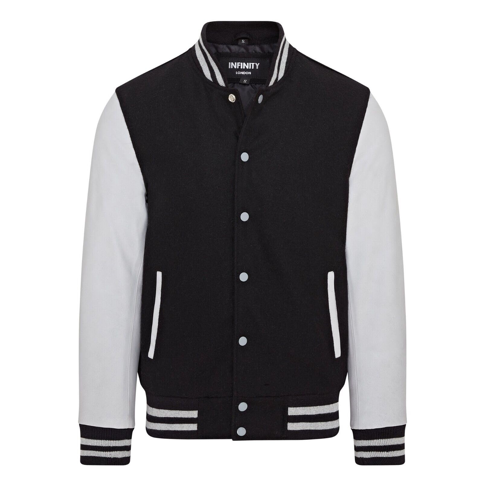 Letterman Baseball Black Wool Grey Leather Varsity Bomber Jacket
