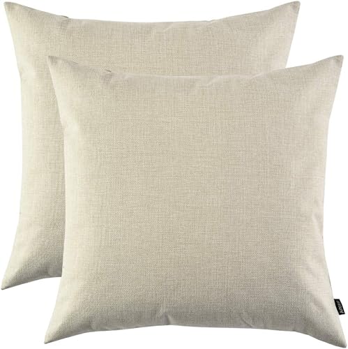 Miniatura 1 de Artcest Juego de 2 fundas de almohada decorativas de lino rústico naranja, fundas de cojín elegantes de arpillera para decoración de sofá y sala de