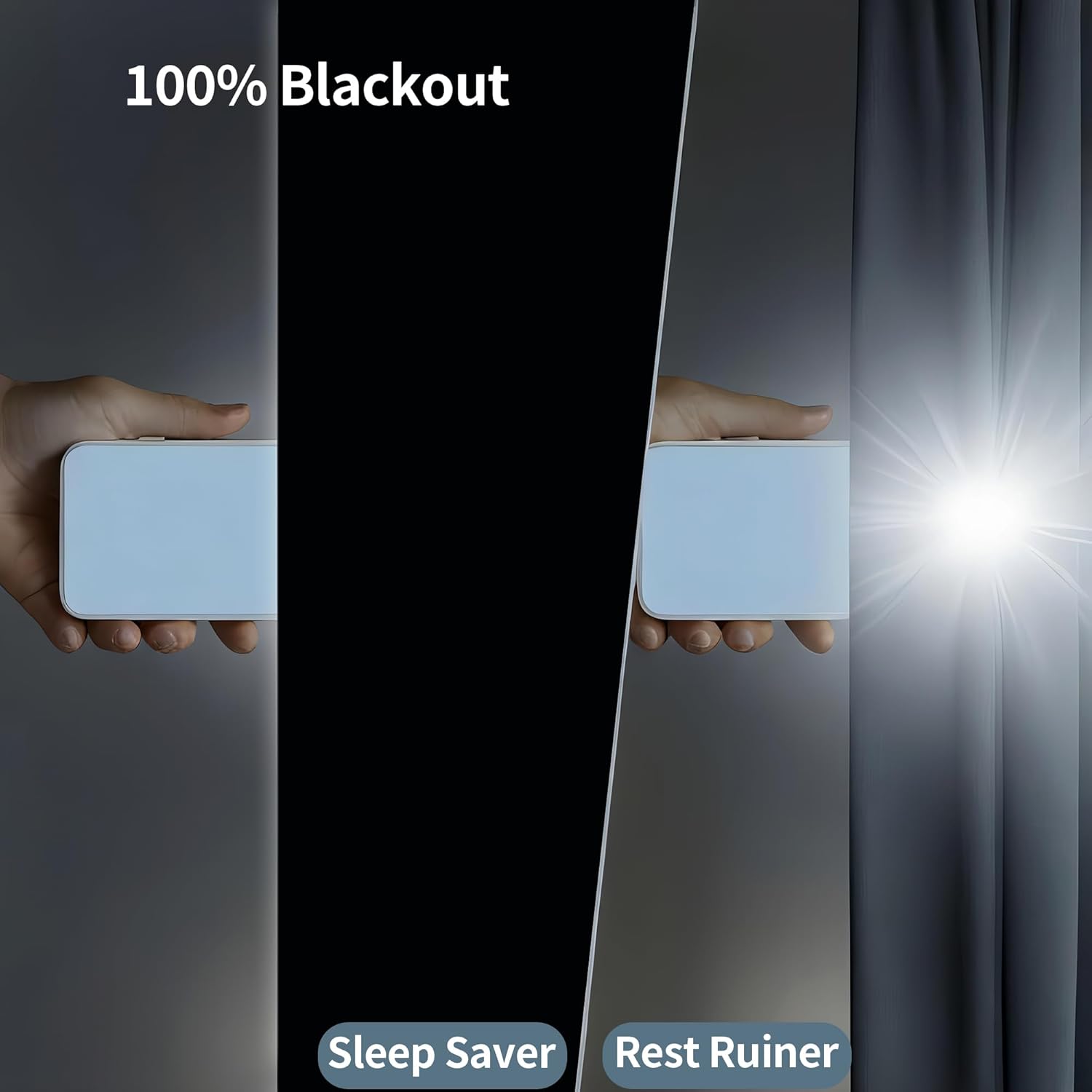 Portable Blackout Curtains 2 Pack 100% Light Blocking Window Shades, No Drill Adhesive Curtains for Bedroom, Travel, RV, Thermal Insulated (Black, Main(59"x48")&Bonus(78"x57"))