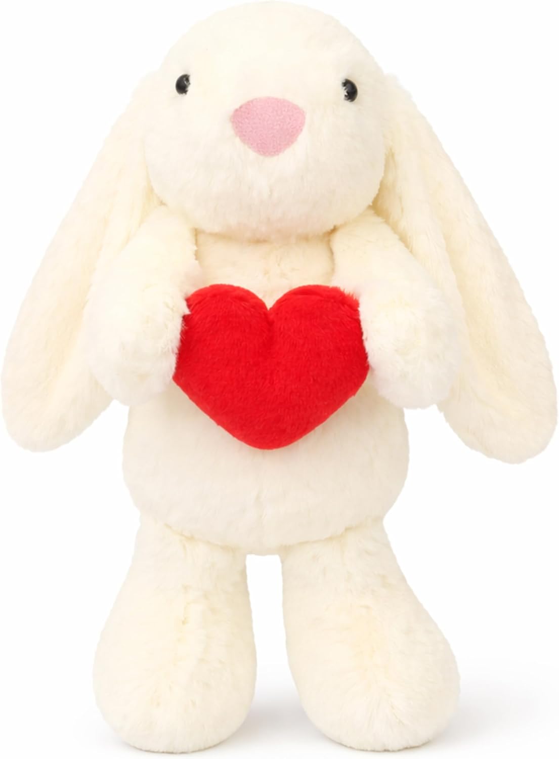 8'' Bunny Stuffed Animal with Red Heart, Cute Plush Bunny Toy, Soft Rabbit Gift for Kids & Adults, Valentine’s Day, Christmas, Birthday, Anniversary (Cream)