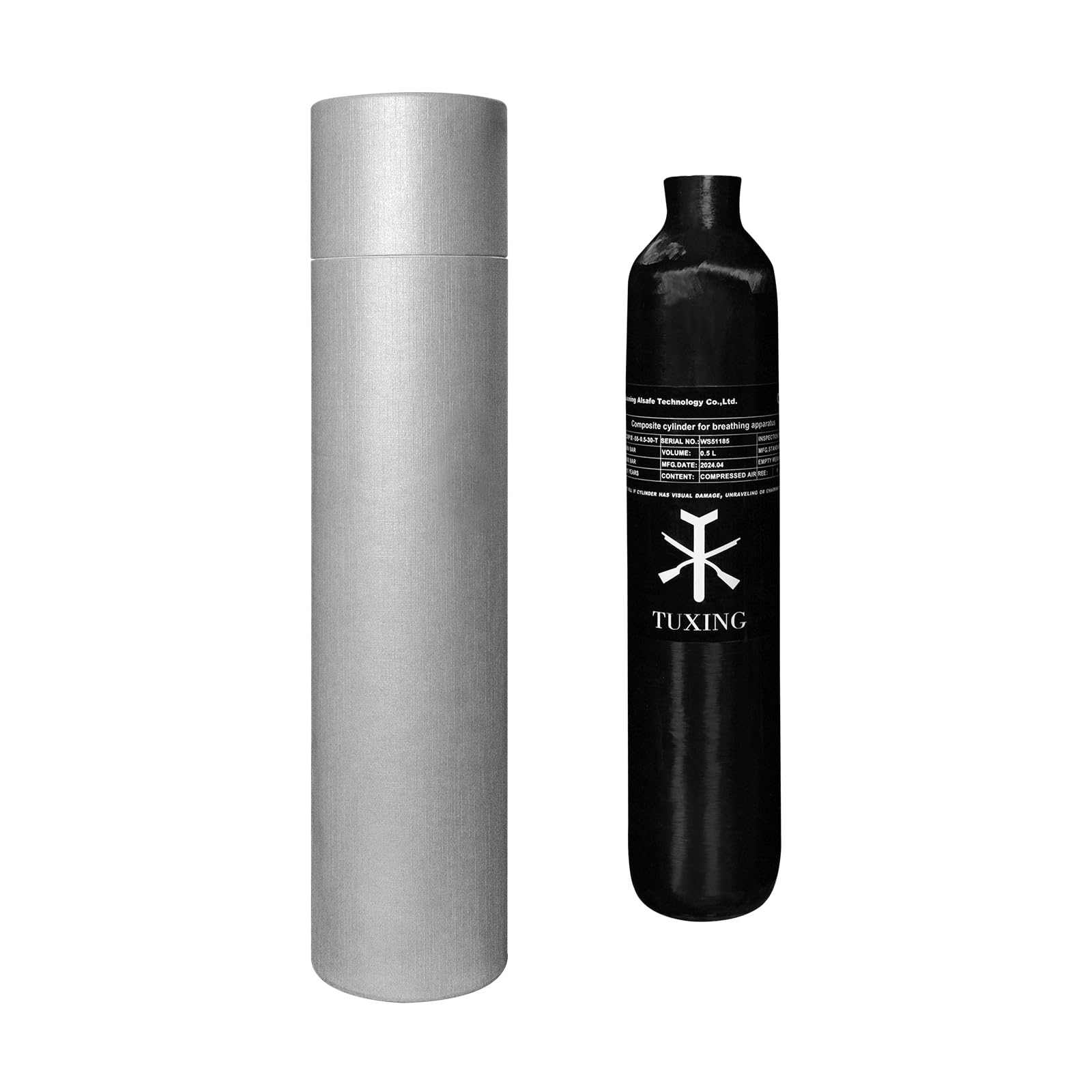 TUXING Tanque de Aire PCP 4500PSI 0.5L Fibra de Carbono Cilindro HPA 31Cu in 500cc Rosca M18*1.5