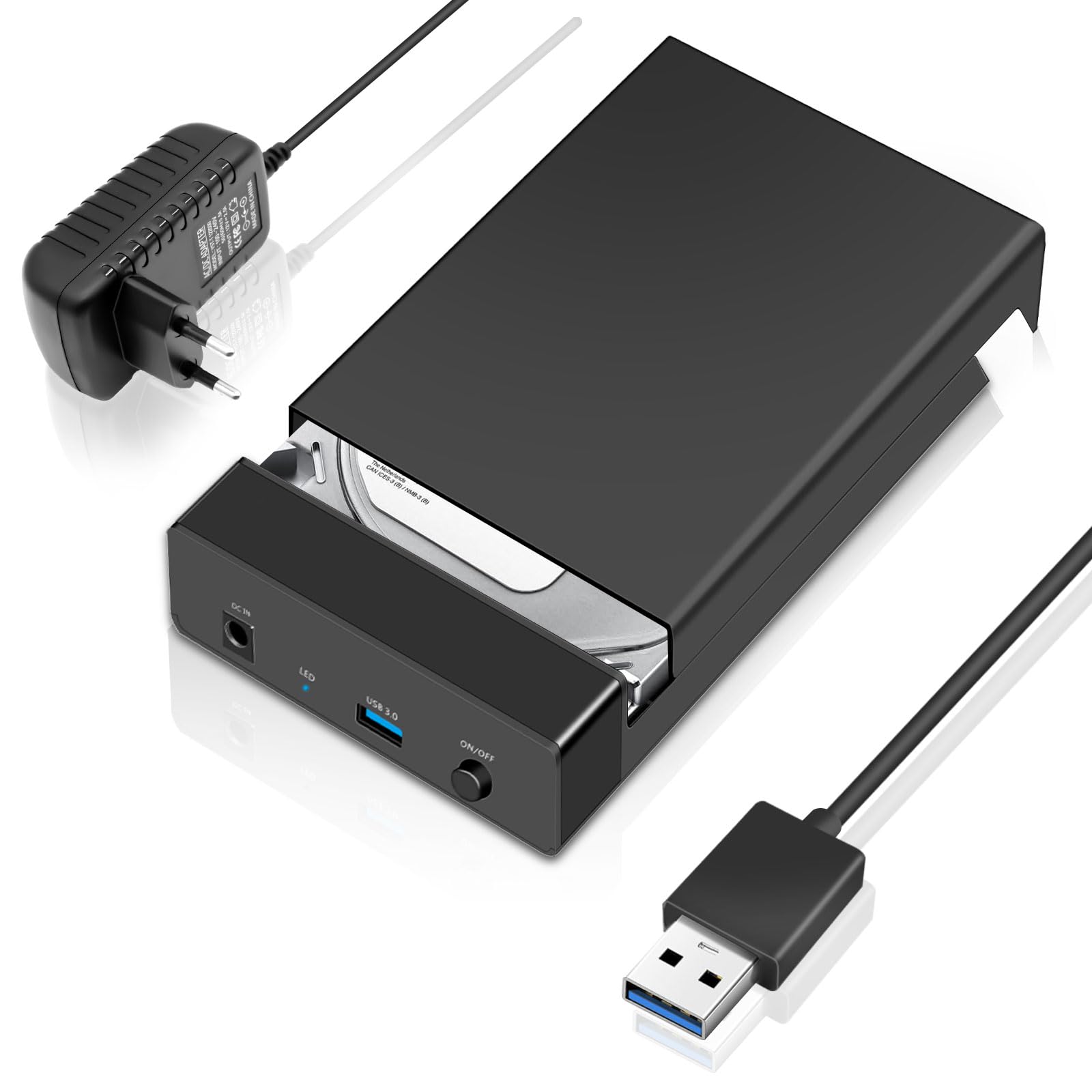 USB 3.0 Festplatten Dockingstation für 2,5 & 3,5 Zoll SATA HDD/SSD, Externe SATA HDD Dock mit UASP, Unterstützt bis zu 16TB, Plug & Play, 5 Gbps, mit Netzteil & Datenkabel, für Windows/Mac/Linux