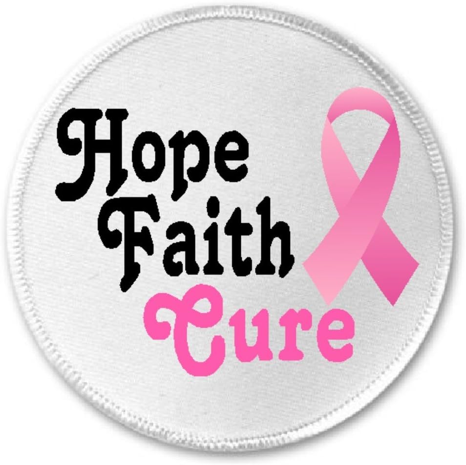 Hope Faith Cure - 3 Sew/Iron On Patch Breast Cancer Awareness Pink Ribbon