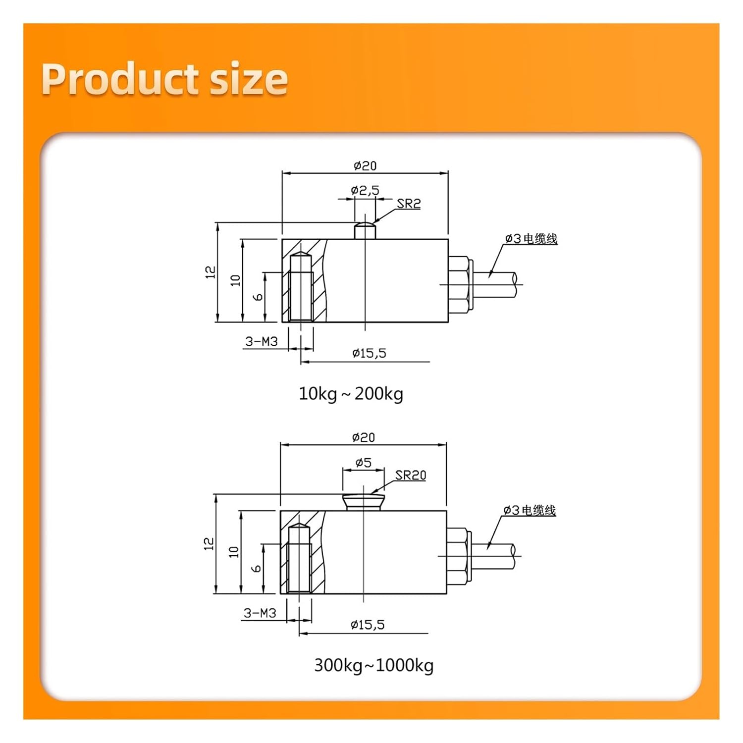 Micro Load Cell Sensor 5KG 10KG 20KG 30KG 50KG 100KG 200KG 300KG 500KG HX711 AD Module Weight Electronic Scale(Range 0-100KG)