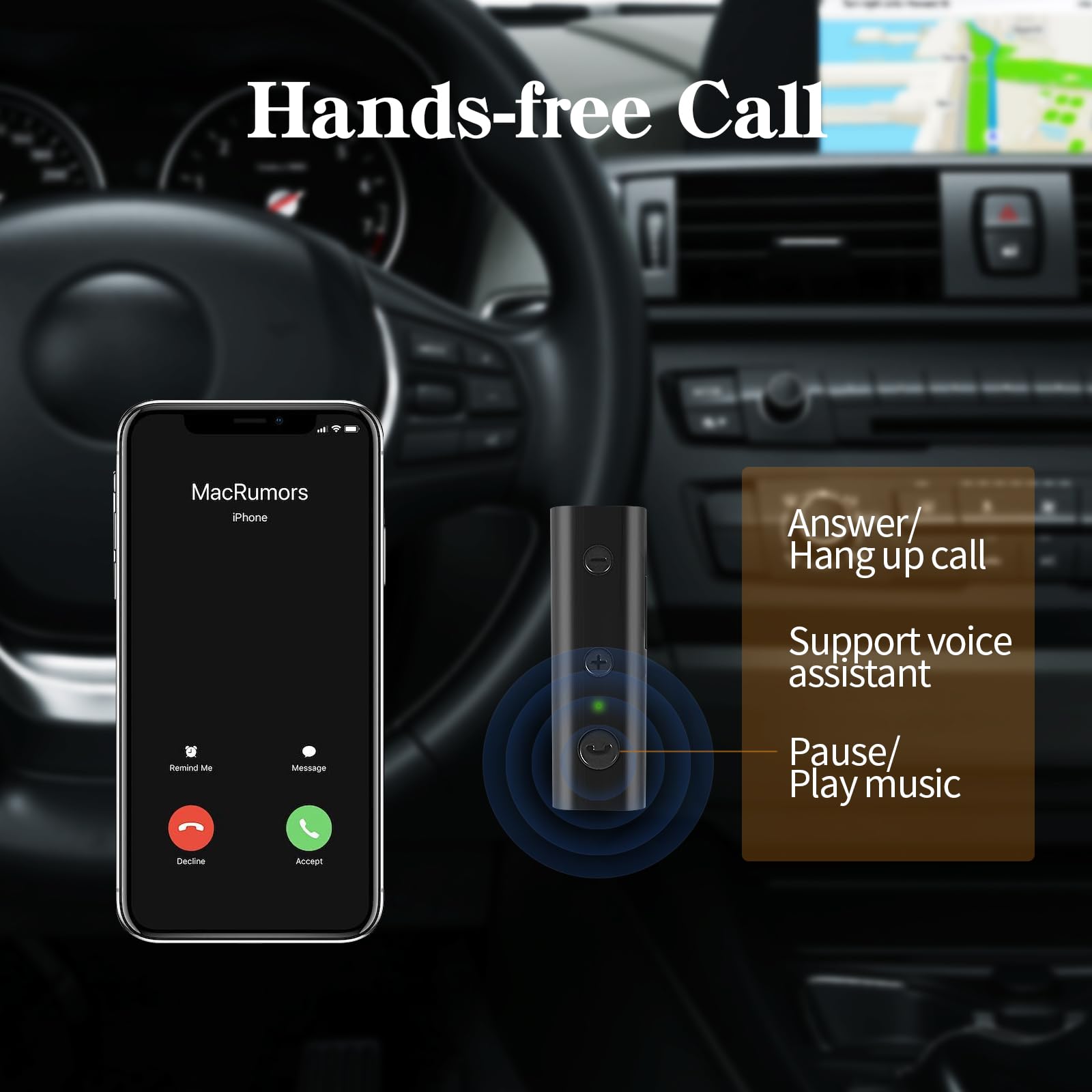 Bluetooth 5.1 - Conversor de cinta de audio estéreo para coche, compatible con tarjeta TF (cuatro canales)